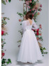 Long Sleeves White Organza V Back Flower Girl Dress Long Sleeves White Organza V Back Flower Girl Dress